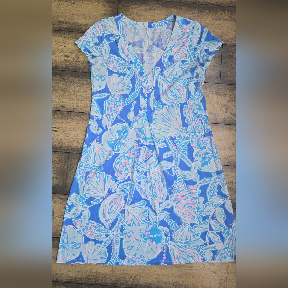 Lilly Pulitzer Blue Pink Flutter Sleeve Sundress